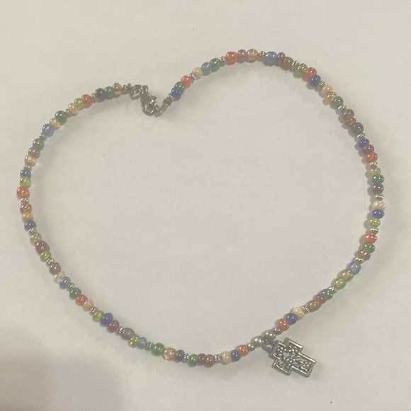 Beaded Necklace with Cross Pendant - Picture 2 of 6